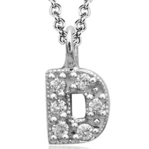 Zeghani D Pendant in 14k Gold with Diamonds