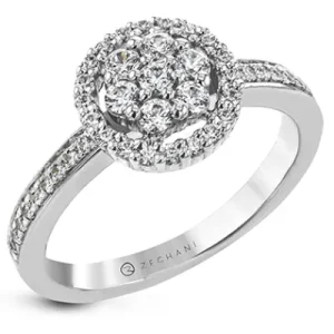 Zeghani NGR104 Engagement Ring in 14k Gold with Diamonds