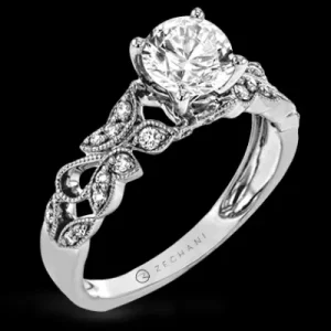 Zeghani ZR1640 Engagement Ring in 14k Gold with Diamonds