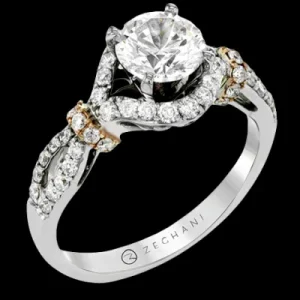 Zeghani ZR1446 Engagement Ring in 14k Gold with Diamonds