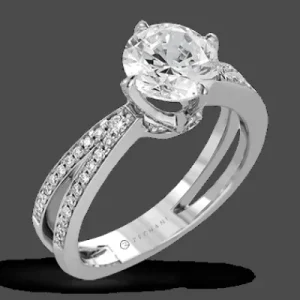 Zeghani ZR1244 Engagement Ring in 14k Gold with Diamonds