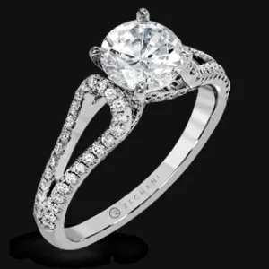 Zeghani ZR1226 Engagement Ring in 14k Gold with Diamonds