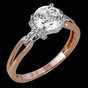Zeghani ZR1217 Engagement Ring in 14k Gold with Diamonds