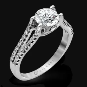 Zeghani ZR108 Engagement Ring in 14k Gold with Diamonds