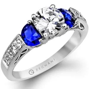 Zeghani ZR181 Engagement Ring in 14k Gold with Diamonds