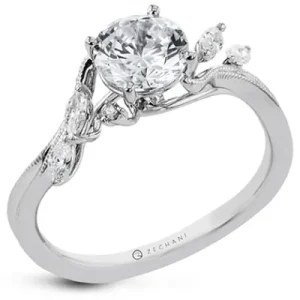 Zeghani ZR2225 Engagement Ring in 14k Gold with Diamonds
