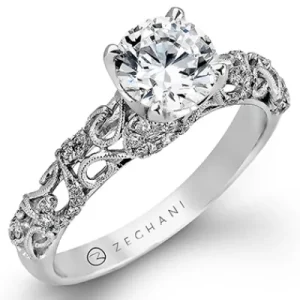 Zeghani ZR917 Engagement Ring in 14k Gold with Diamonds