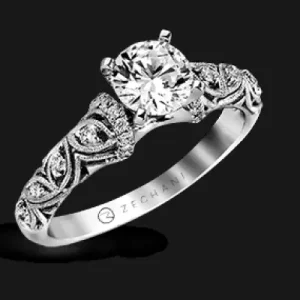 Zeghani ZR916 Engagement Ring in 14k Gold with Diamonds