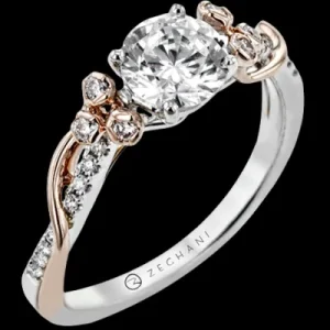 Zeghani ZR2185 Engagement Ring in 14k Gold with Diamonds