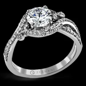 Zeghani ZR1631 Engagement Ring in 14k Gold with Diamonds