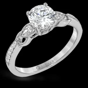 Zeghani ZR1472 Engagement Ring in 14k Gold with Diamonds