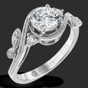 Zeghani ZR1470 Engagement Ring in 14k Gold with Diamonds
