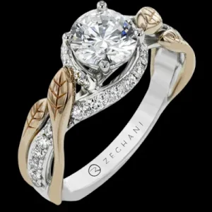 Zeghani ZR1389 Engagement Ring in 14k Gold with Diamonds
