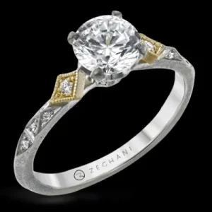 Zeghani ZR2113 Engagement Ring in 14k Gold with Diamonds
