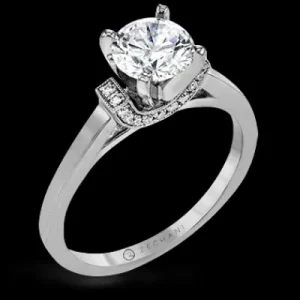 Zeghani ZR1644 Engagement Ring in 14k Gold with Diamonds