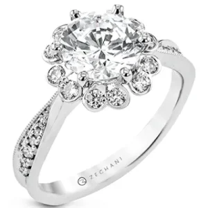 Zeghani ZR2337 Engagement Ring in 14k Gold with Diamonds