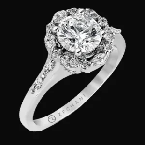 Zeghani ZR908 Engagement Ring in 14k Gold with Diamonds