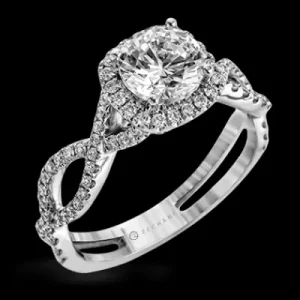 Zeghani ZR629 Engagement Ring in 14k Gold with Diamonds