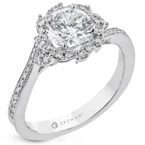 Zeghani ZR2336 Engagement Ring in 14k Gold with Diamonds