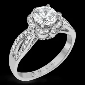 Zeghani ZR1448 Engagement Ring in 14k Gold with Diamonds