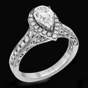 Zeghani ZR1383 Engagement Ring in 14k Gold with Diamonds