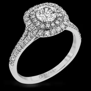 Zeghani ZR1613 Engagement Ring in 14k Gold with Diamonds