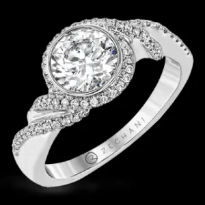 Zeghani ZR1508 Engagement Ring in 14k Gold with Diamonds