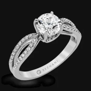 Zeghani ZR738 Engagement Ring in 14k Gold with Diamonds