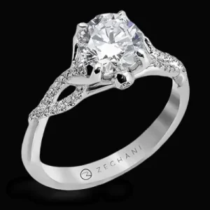 Zeghani ZR583 Engagement Ring in 14k Gold with Diamonds