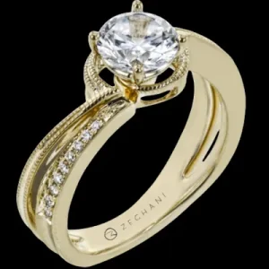 Zeghani ZR2177 Engagement Ring in 14k Gold with Diamonds