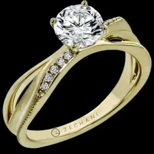 Zeghani ZR2175 Engagement Ring in 14k Gold with Diamonds