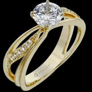 Zeghani ZR2174 Engagement Ring in 14k Gold with Diamonds