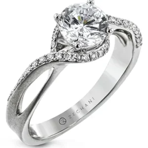 Zeghani ZR2150 Engagement Ring in 14k Gold with Diamonds