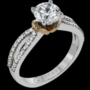 Zeghani ZR1989 Engagement Ring in 14k Gold with Diamonds