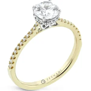 Zeghani ZR2317 Engagement Ring in 14k Gold with Diamonds