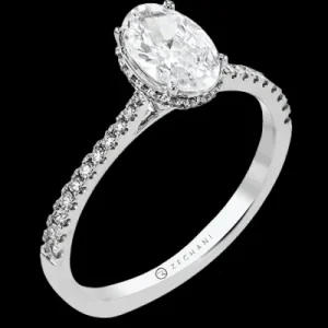 Zeghani ZR2313 Engagement Ring in 14k Gold with Diamonds