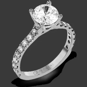 Zeghani ZR1563 Engagement Ring in 14k Gold with Diamonds