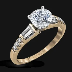 Zeghani ZR1032 Engagement Ring in 14k Gold with Diamonds