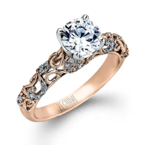 Zeghani ZR917 Engagement Ring in 14k Gold with Diamonds