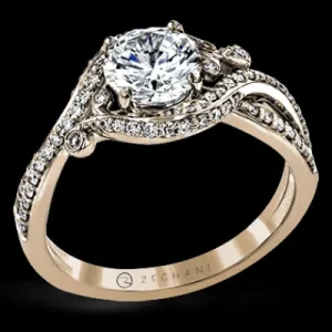 Zeghani ZR1631 Engagement Ring in 14k Gold with Diamonds