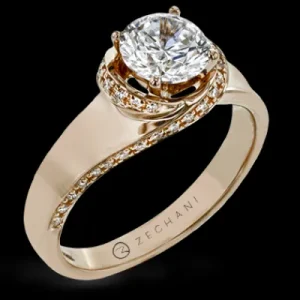 Zeghani ZR1509 Engagement Ring in 14k Gold with Diamonds