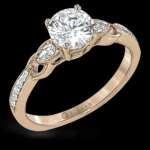 Zeghani ZR1472 Engagement Ring in 14k Gold with Diamonds
