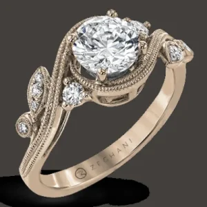 Zeghani ZR1470 Engagement Ring in 14k Gold with Diamonds
