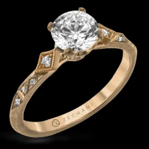 Zeghani ZR2113 Engagement Ring in 14k Gold with Diamonds