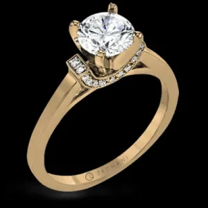 Zeghani ZR1644 Engagement Ring in 14k Gold with Diamonds