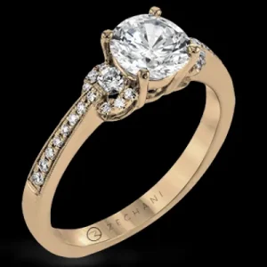 Zeghani ZR1642 Engagement Ring in 14k Gold with Diamonds