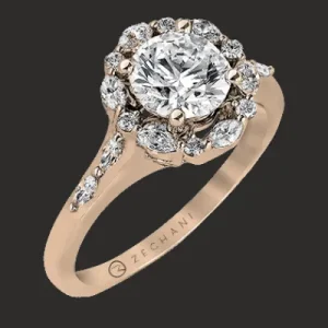 Zeghani ZR908 Engagement Ring in 14k Gold with Diamonds