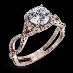Zeghani ZR629 Engagement Ring in 14k Gold with Diamonds