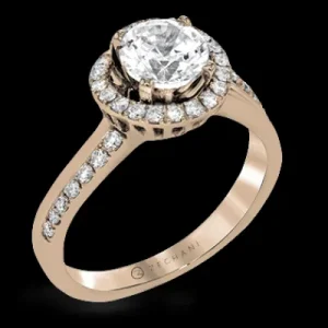 Zeghani ZR1465 Engagement Ring in 14k Gold with Diamonds