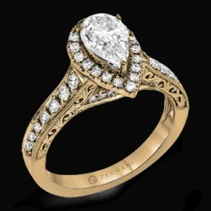 Zeghani ZR1383 Engagement Ring in 14k Gold with Diamonds
